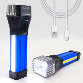 Ліхтарик світлодіодний акумуляторний Cova CB-888 5 Вт+COB+SMD, Блакитний
