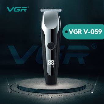 Машинка для стрижки волосся VGR V-059, Професійна бездротова машинка з LED-дисплеєм, тример, 6 насадок, Черный