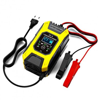 Імпульсний зарядний пристрій для автомобільного акумулятора Foxsur 12V 5-6A, Жовтий