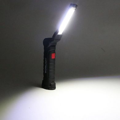 Аккумуляторный фонарь лампа светильник WORKLIGHT W-52 складной (от USB/с МАГНИТОМ/с КРЮЧКОМ), Черный