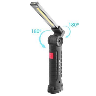 Аккумуляторный фонарь лампа светильник WORKLIGHT W-52 складной (от USB/с МАГНИТОМ/с КРЮЧКОМ), Черный