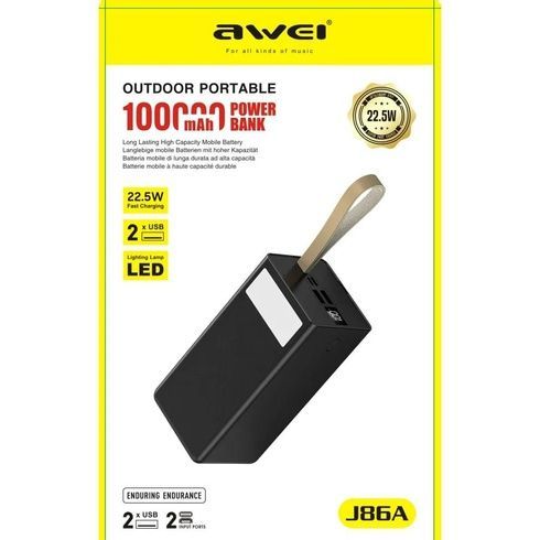 Універсальний енергобанк Power Bank Awei J86A 100000 mAh