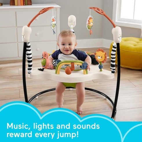 Детский игровой центр Fisher-Price Jumperoo с подсветкой и звуком / Развивающий игровой джемпер Бежевый