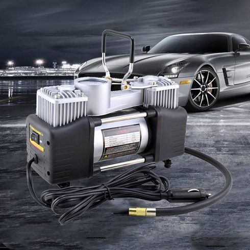 Автомобильный двухпоршневой компрессор с манометром 150 Вт, 12V, 85л/мин. + сумка Air Compressor 628-4x4 / Мощный воздушный насос