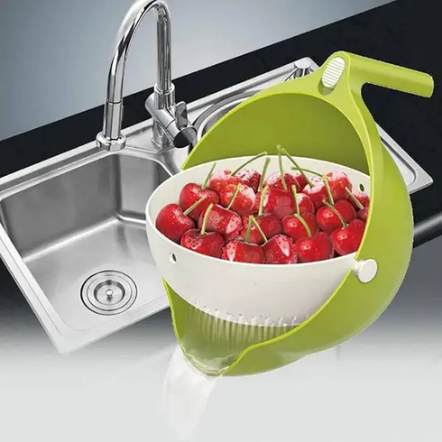 Универсальная миска &ndash; друшляк Mesh Strainer Drain Basket ∙ Хозяйственная силиконовая корзина со сливом 2в1