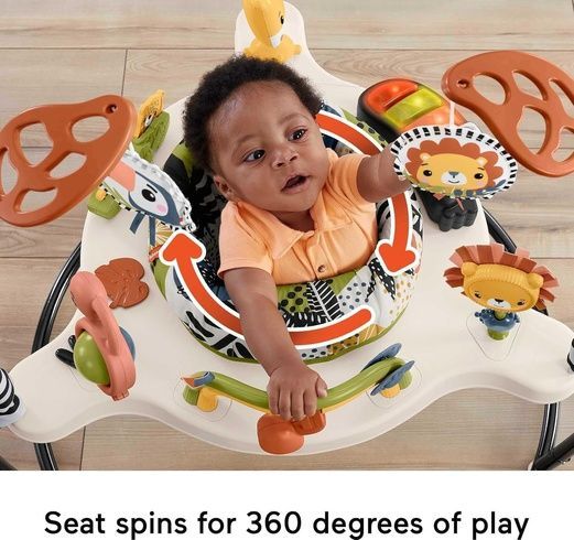 Детский игровой центр Fisher-Price Jumperoo с подсветкой и звуком / Развивающий игровой джемпер Бежевый
