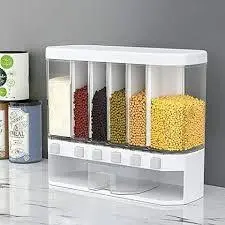 Органайзер на 6 секцій для сипучих продуктів Assorted Grain Rice Bucket диспенсер для круп, дозатор для цукру , Білий