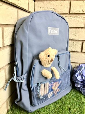 Шкільний з медведиком у кишені рюкзак стильний,спортивний,підлітковий рюкзак Малиновий