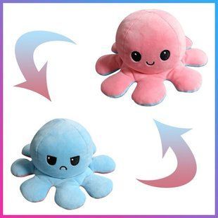 Мягкая игрушка Fancy Осьминог-перевёртыш большой 30 см Розовый/Голубой