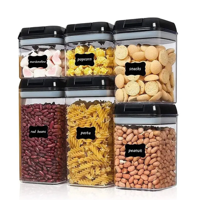 Органайзеры для кухни Food Storage Container 6 Контейнеров | Набор пластиковых контейнеров для круп, Черный