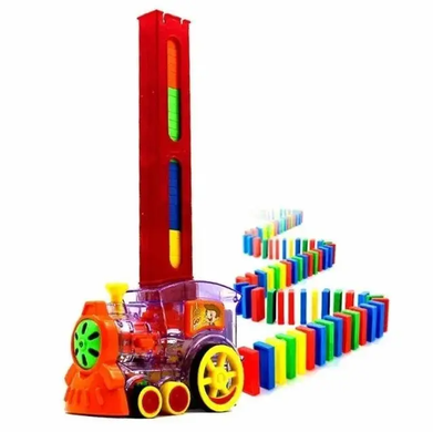 Конструктор игрушка-поезд домино, DOMINO Happy Truck sciries COLORS 100 деталей, Разноцветный