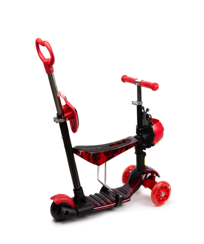Детский Самокат 5 в 1 с подножками и родительской ручкой Best Scooter,  PU колеса, Подсветка колес зеленый