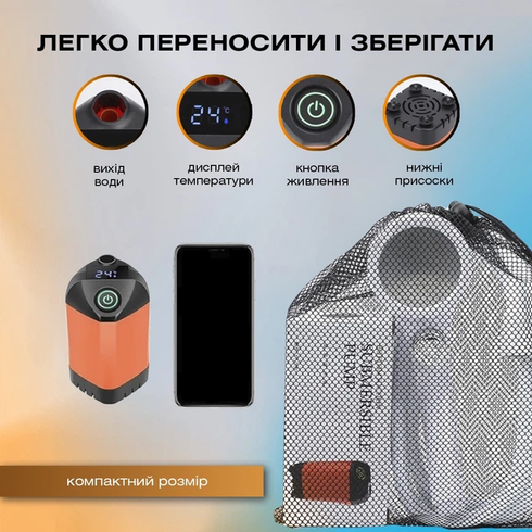 Портативний душ 3,7 В насос 4800 мАч з 3 режимами напору Outdoor shower AND XL-1402