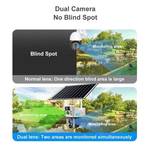 4K Беспроводная камера Solar 4G, двойной объектив, ночное видение V380 Pro CCTV 8MP