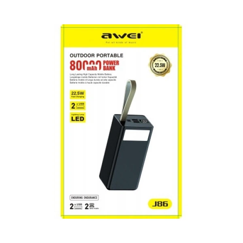 Внешний аккумулятор повербанк Power Bank Awei J86 80000mAh