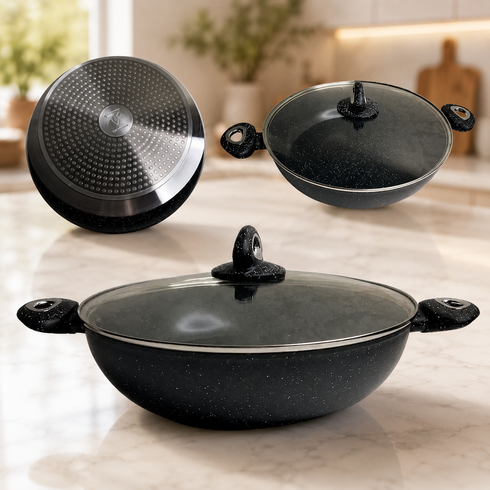 Сотейник-казан з мармуровим антипригарним покриттям Top Kitchen TK00095  5л 32см + кришка