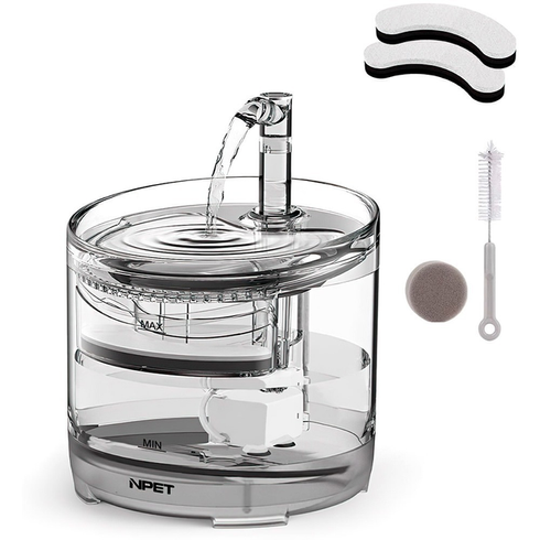 Питьевой фонтан поилка для кошек и собак NPET WF050TP 1.5L с фильтром прозрачный
