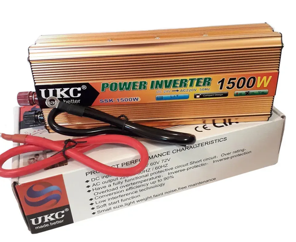 Перетворювач напруги UKC 1500 Вт 24v 220v інвертор 1500w 24в 220в