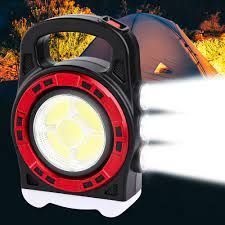 Мультифункціональний кемпінговий ліхтар Hurry-bolt HB-6678C 20W із сонячною панеллю та фукцією повербанку, Червоний