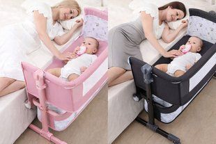 Багатофункціональне дитяче приставне ліжечко-гойдалка з пеленалним столиком
