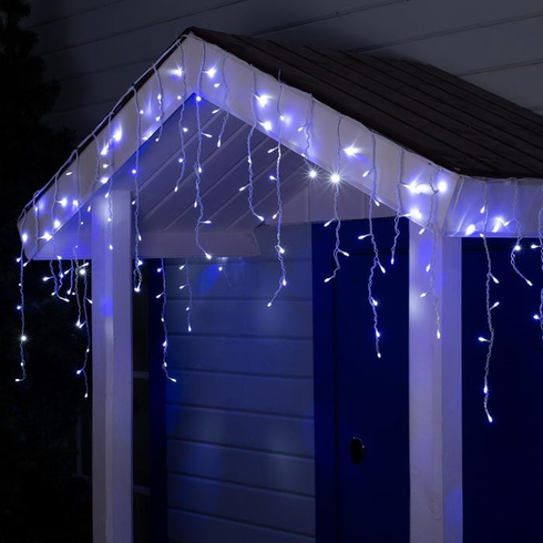Новогодняя праздничная гирлянда бахрома 120 Led прозрачный провод 3х0.5 м