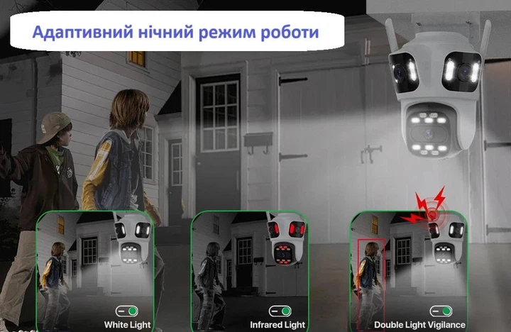 Уличная WiFi IP камера 9Мп 3 объектива / Камера видеонаблюдения с влагозащитой