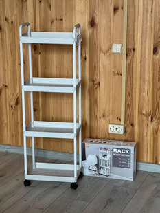 Етажерка на колесах 4 полиці біла підлогова Storage rack AND906