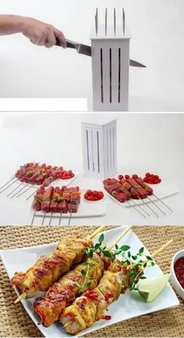 Приспособление для быстрого нанизывания шашлыка brochette express | шпажки для шашлыка, Белый