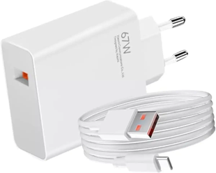 Адаптер USB с кабелем USB-TYPE C 67W / Комплект зарядки для телефона USB + Type-C