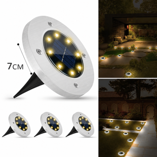 Садовый уличный светодиодный фонарь-подсветка на солнечной батарее Solar Pathway Lights 4шт 7см