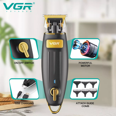 Машинка для стрижки волос VGR V-192, аккумуляторная, USB Черная, Черный