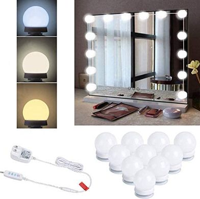 LED лампочки 10 шт для дзеркала 3 режими Mirror lights-meet different живлення USB, Білий