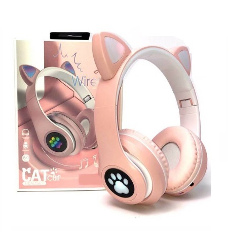 Бездротові навушники з котячими вушками (рожевий)