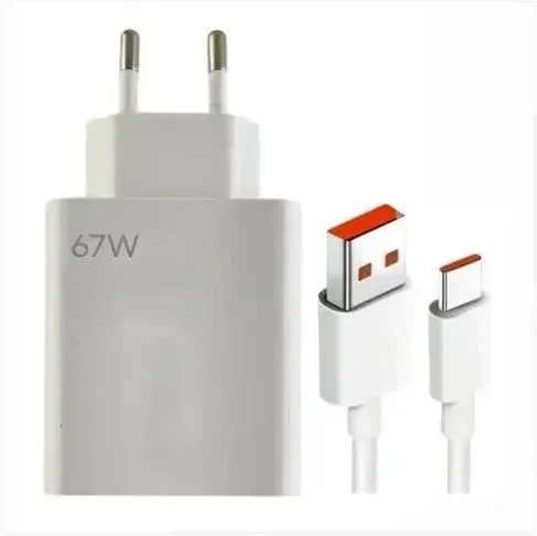 Адаптер USB с кабелем USB-TYPE C 67W / Комплект зарядки для телефона USB + Type-C