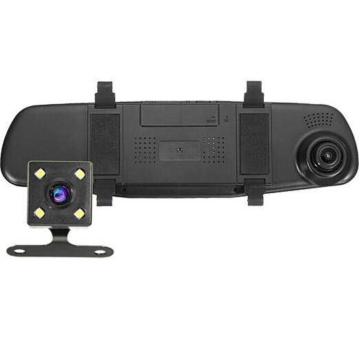 Автомобільний реєстратор-дзеркало Blaсkbox DVR AK47 з камерою заднього виду, Черный