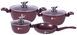 Набор посуды для дома со сковородой, гранит, круглый коричневый  ( 7 предметов), Коричневый
