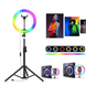 Кольцевая лампа со Штативом RGB 36 см,Светодиодная LED лампа,Кольцевой свет,Разноцветная лампа блогера