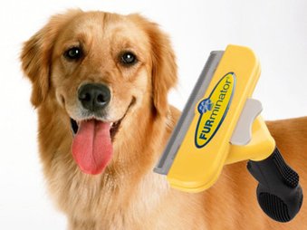 Фурмінатор з кнопкою для чищення вовни котів та собак Жовтий FURminator 10 см. для видалення підшерстка, Черный