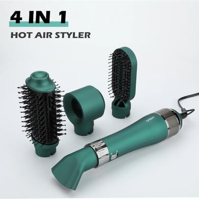 Фен-щетка для волос VGR профессиональный воздушный стайлер V-493 4 в 1, Зелёный