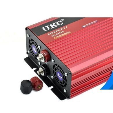 Преобразователь UKC 12V-220V 1000W KC-1000D инвертор с дисплеем, Красный