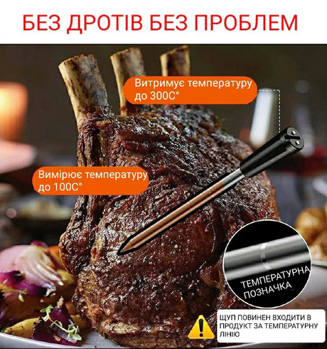 Цифровой Bluetooth термометр с управлением через телефон, для мяса, гриля и духовки