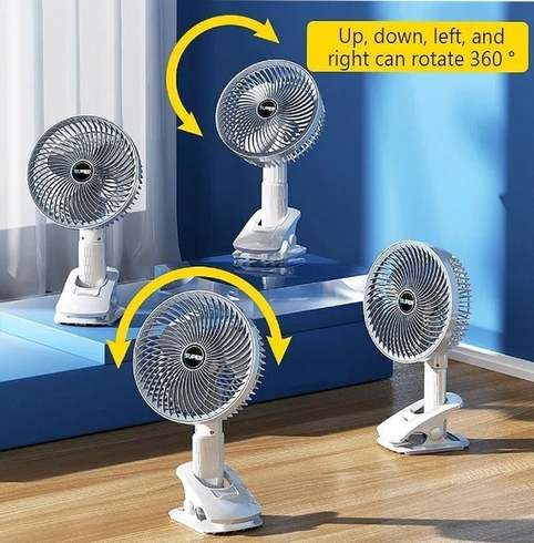 Портативный вентилятор Desktop Fan Multi Function / Аккумуляторный вентилятор на прищепке / Вентилятор мини на USB