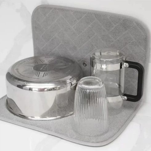 Сушилка для посуды Dish Drain Rack / Складная сушилка с микрофибровым ковриком