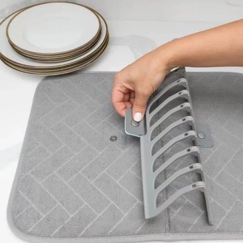 Сушилка для посуды Dish Drain Rack / Складная сушилка с микрофибровым ковриком