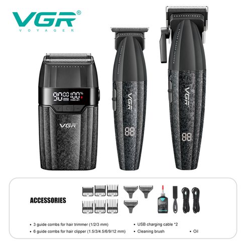 Комплект VGR 3 в 1 V-640 S3 , машинка для стриження (clipper), триммер та електробритва (шейвер)