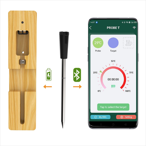 Цифровой Bluetooth термометр с управлением через телефон, для мяса, гриля и духовки