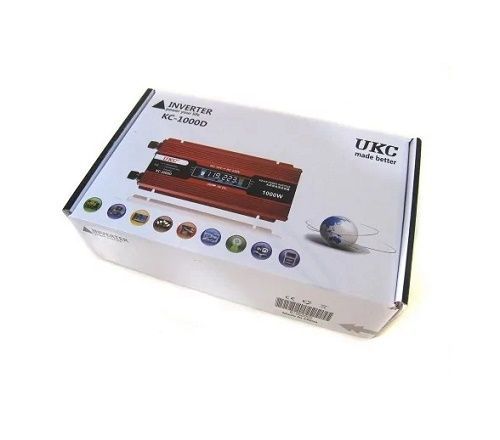 Автомобільний перетворювач напруги 12V-220V 1000W, Червоний