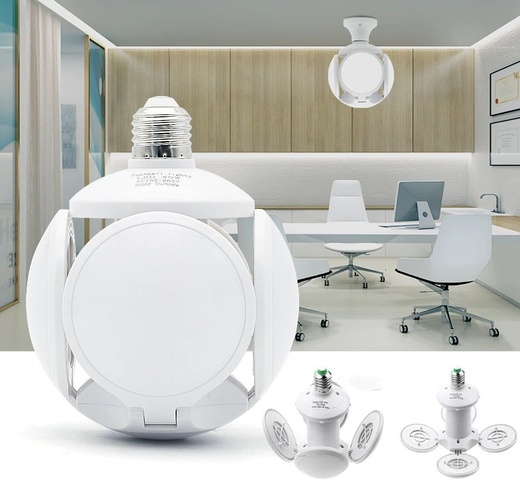Лампочка люстра светодиодная раскладная Football UFO Lamp E27 LED лампа для дома на 40 Вт питание 220В Белая, Белый