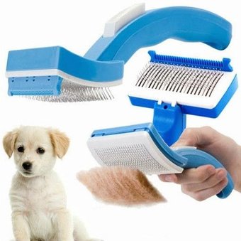 Щетка для животных Pet Zoom Self Cleaning Grooming Brush, Бело-голубой