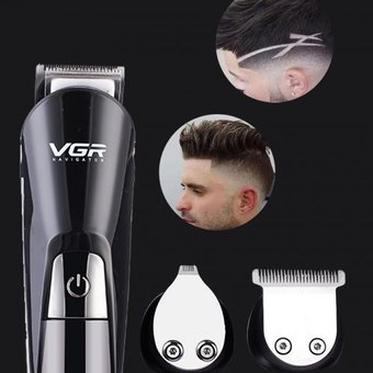 Триммер VGR V-012 для стрижки волос , носа, бороды, тела, бритва профессиональный аккумуляторный беспроводной  6в1 Черный, Черный